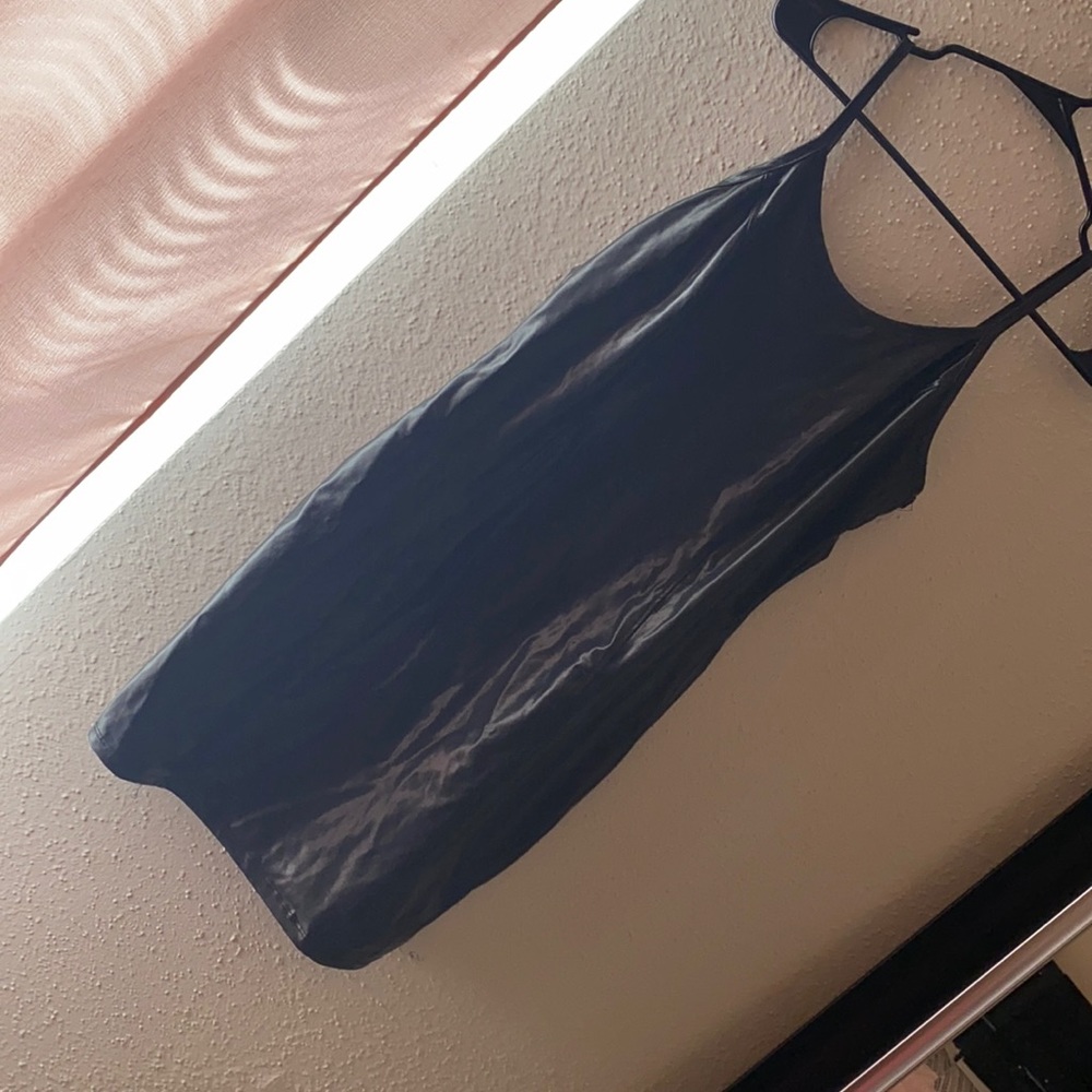 Black leather dress